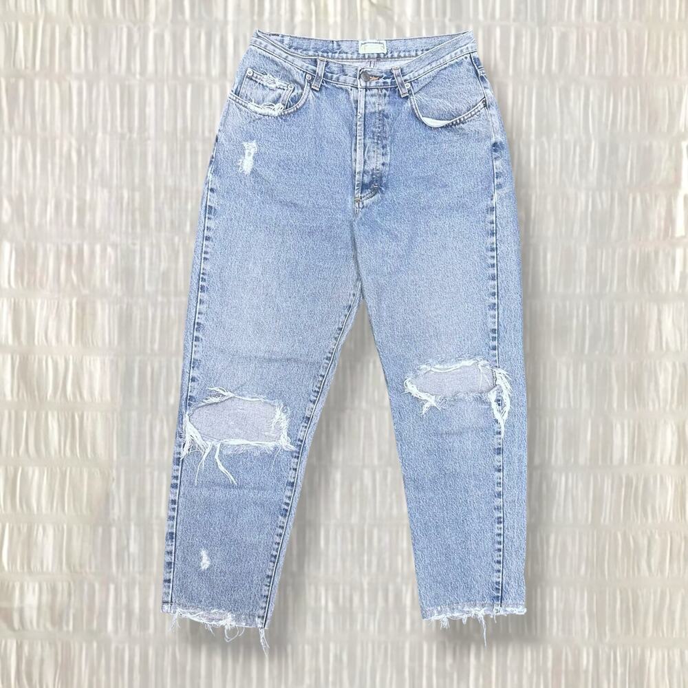 Vintage BAB High-Waisted Distressed Mom Jeans Light Wash Blue - Size Medium
